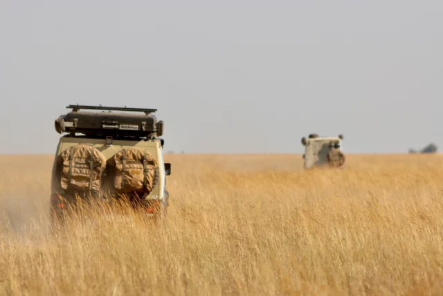 Voetsporerental Landcruiser campers riding in the Land of Lozi.